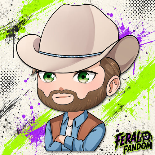 Chibi-style bust peeker artwork of Beau Arlen KissCut sticker
