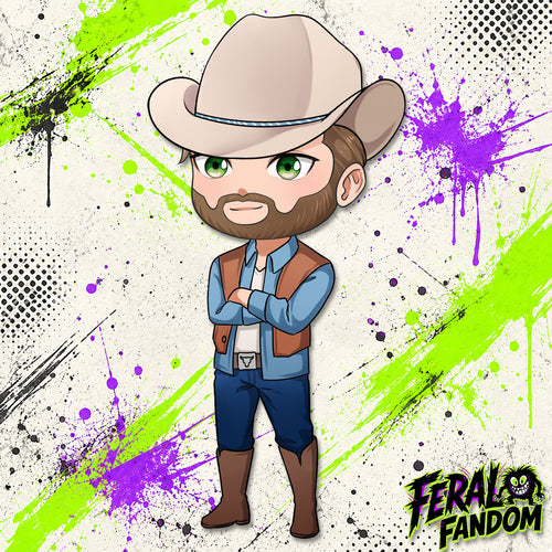 Chibi-style artwork of Beau Arlen KissCut sticker
