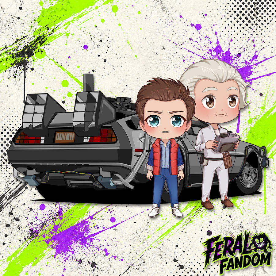 Chibi-style artwork of the Fluxed Up Duo KissCut sticker
