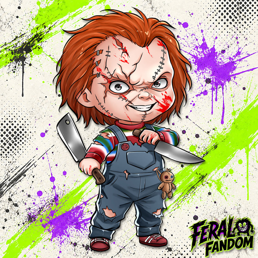 Little Red Menace chibi KissCut sticker artwork