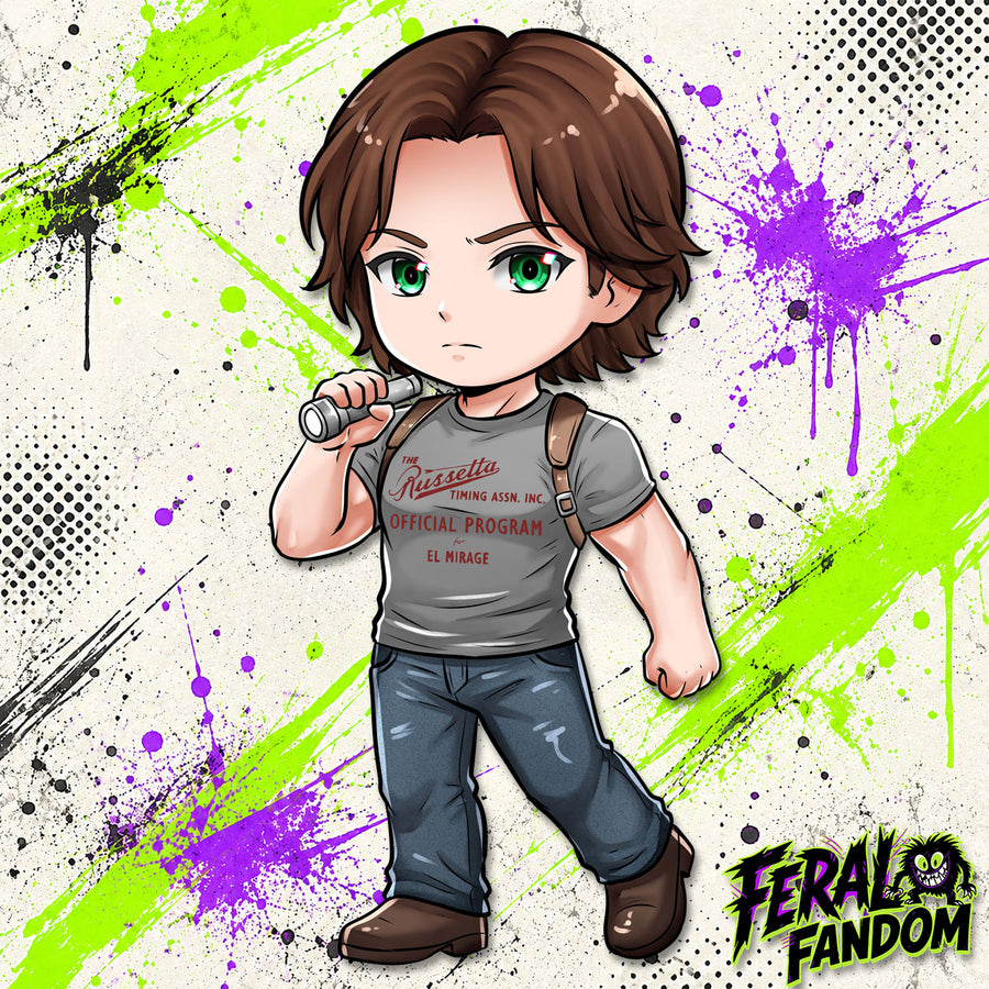 Chibi-style artwork of Clay Miller KissCut sticker
