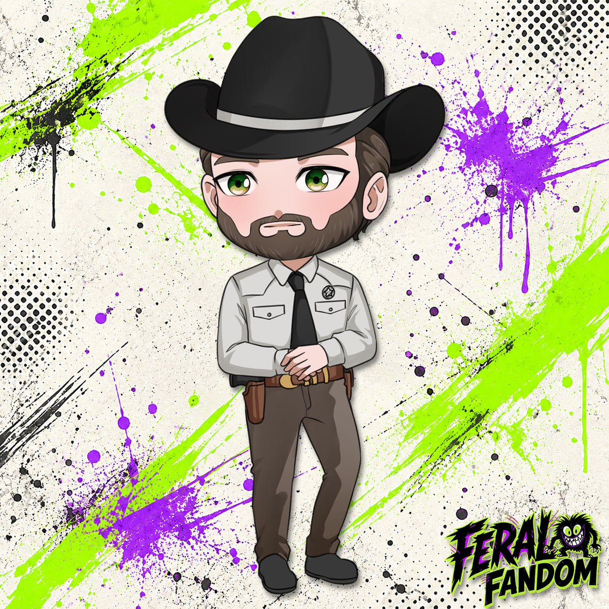 Chibi-style artwork of Cordell Walker KissCut sticker
