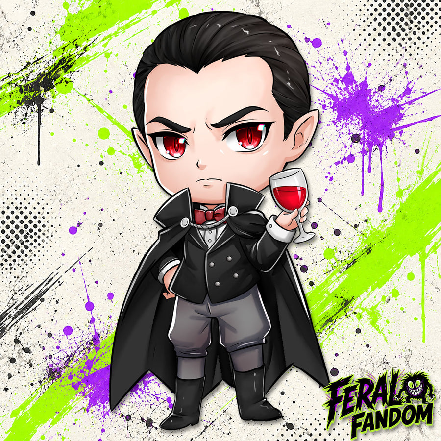 Royal Bloodsucker chibi vampire KissCut sticker artwork
