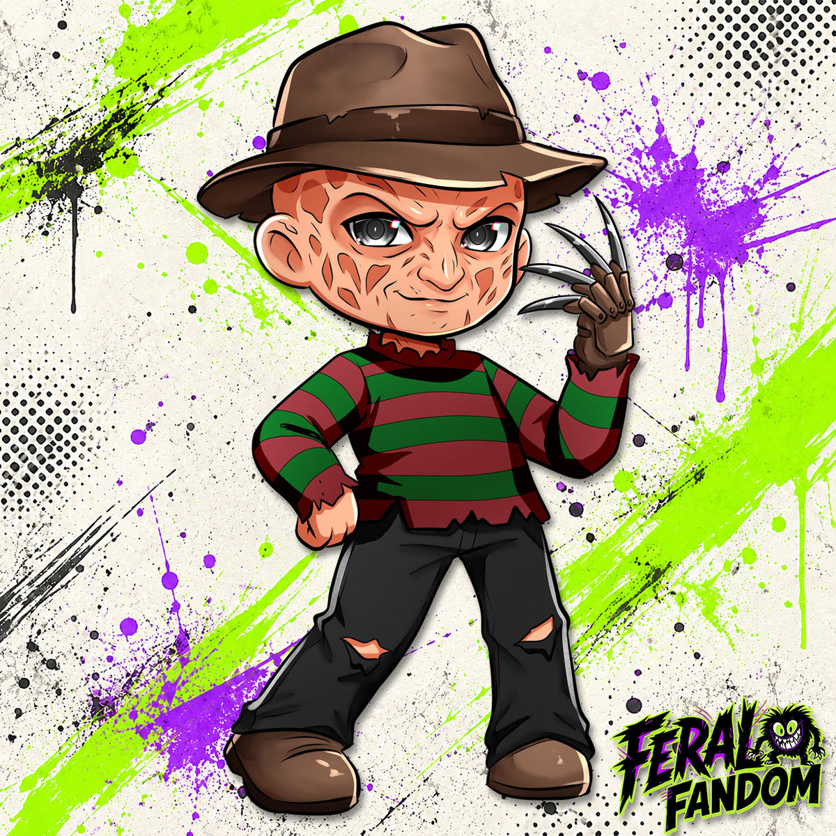 The Dreamland Slasher chibi KissCut sticker artwork
