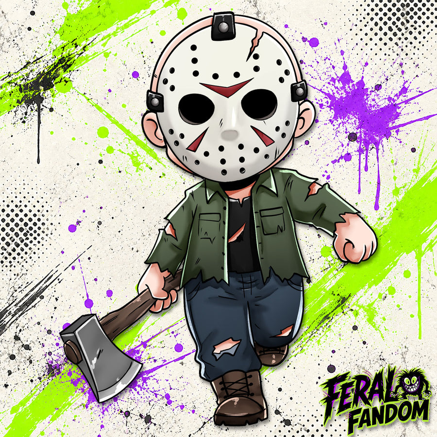 The Unhappy Camper chibi KissCut sticker artwork