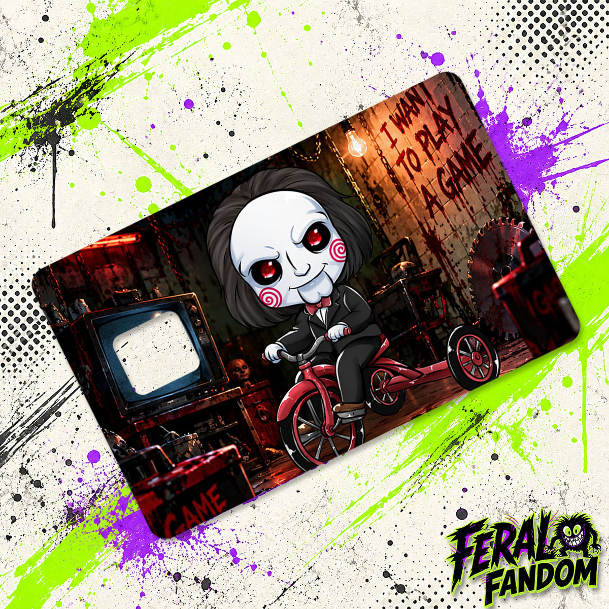 Tricycle of Terror character artwork for Feral Fandom credit card skin

