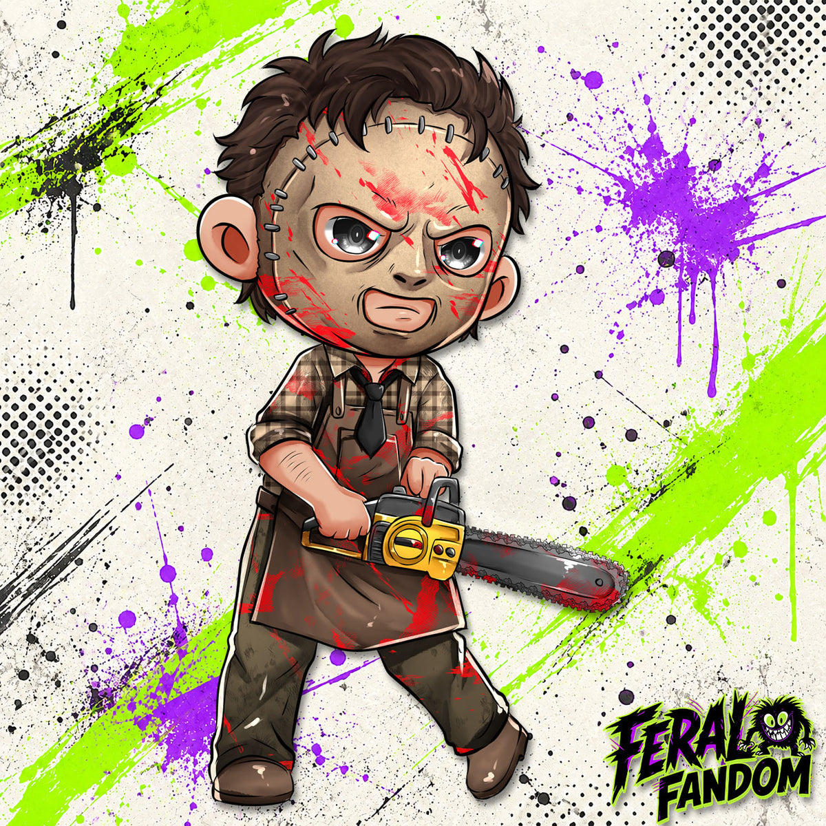 Chainsaw Menace chibi horror KissCut sticker artwork