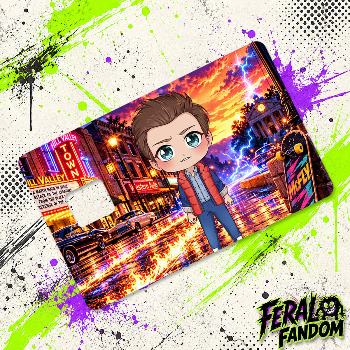 Skateboard Time Traveler character artwork for Feral Fandom credit card skin
