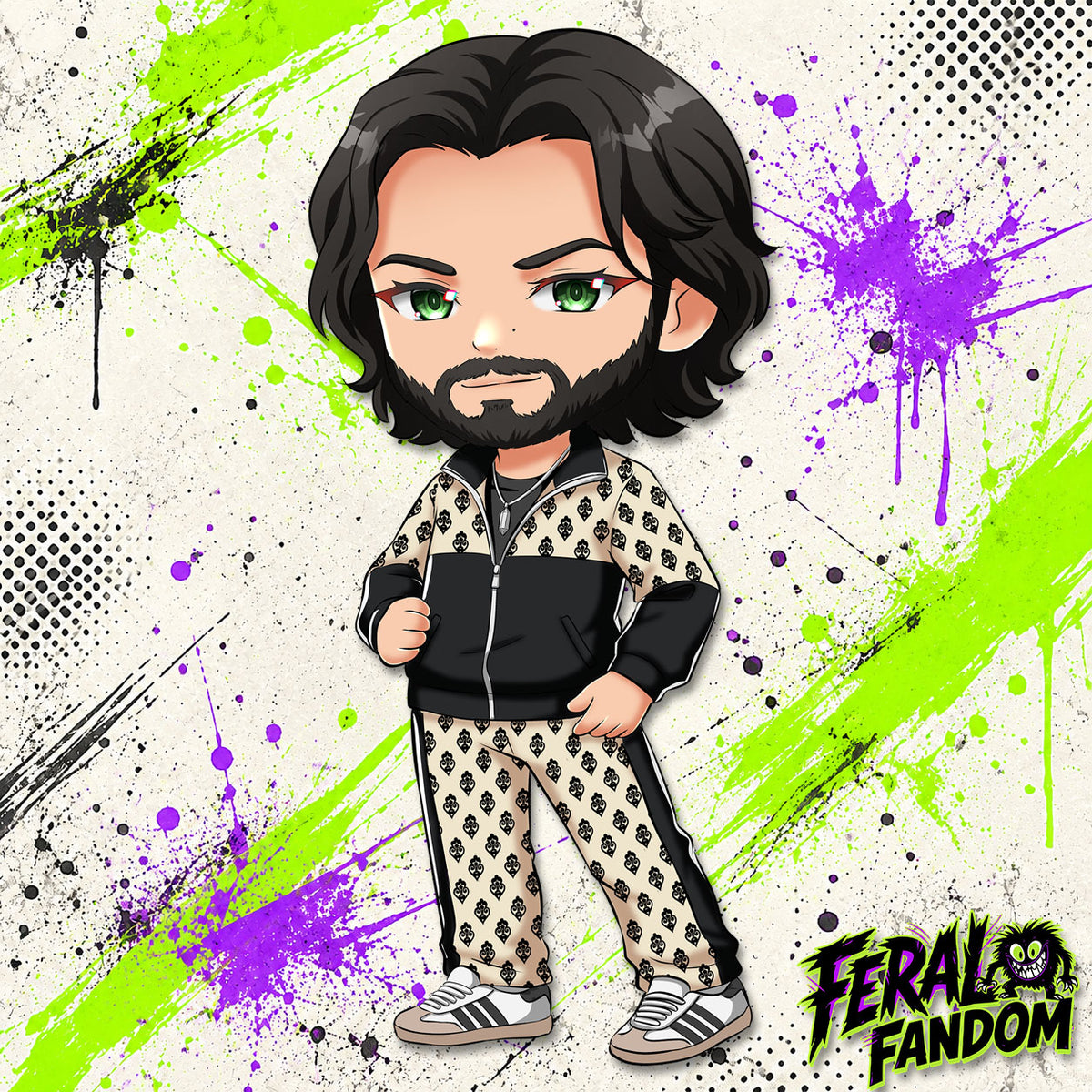 Chibi-style artwork of Mr. Marathon KissCut sticker
