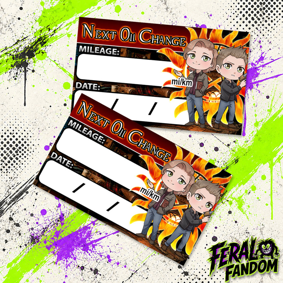 Sam and Dean Anti-Possession Oil Change Stickers