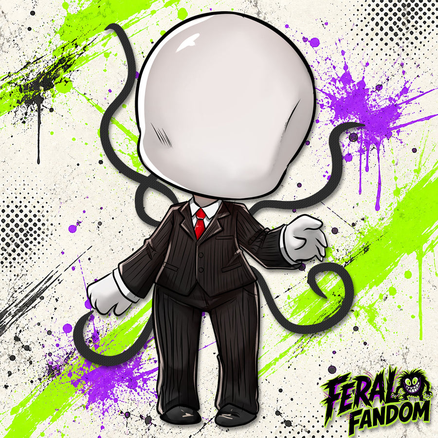 Faceless Stalker chibi horror KissCut sticker artwork