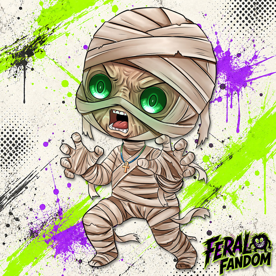 Chibi-style Mummy KissCut sticker artwork
